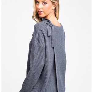 Grey Tie Back Boho Ribbed Sweater💥💥5 Star Rated💥💥